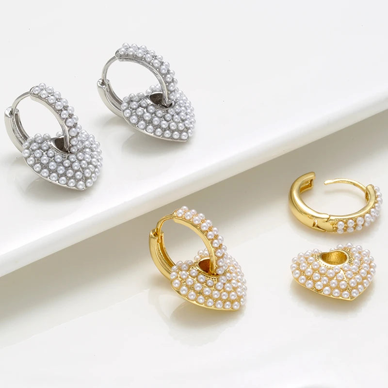 PEARL HEARTS DROP EARRINGS