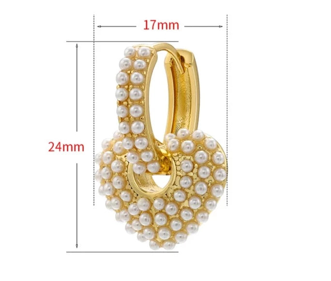 PEARL HEARTS DROP EARRINGS