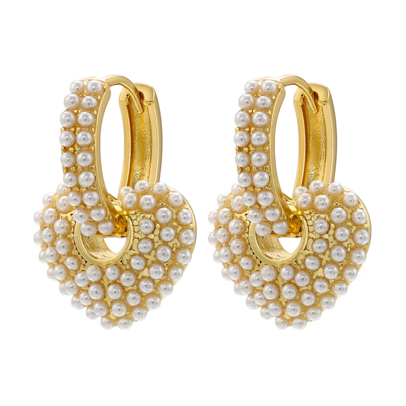PEARL HEARTS DROP EARRINGS