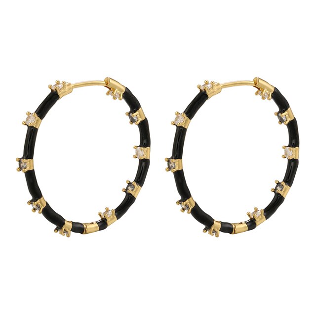 ENAMEL LARGE HOOPS WITH CRYSTALS