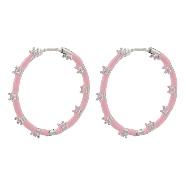 ENAMEL LARGE HOOPS WITH CRYSTALS