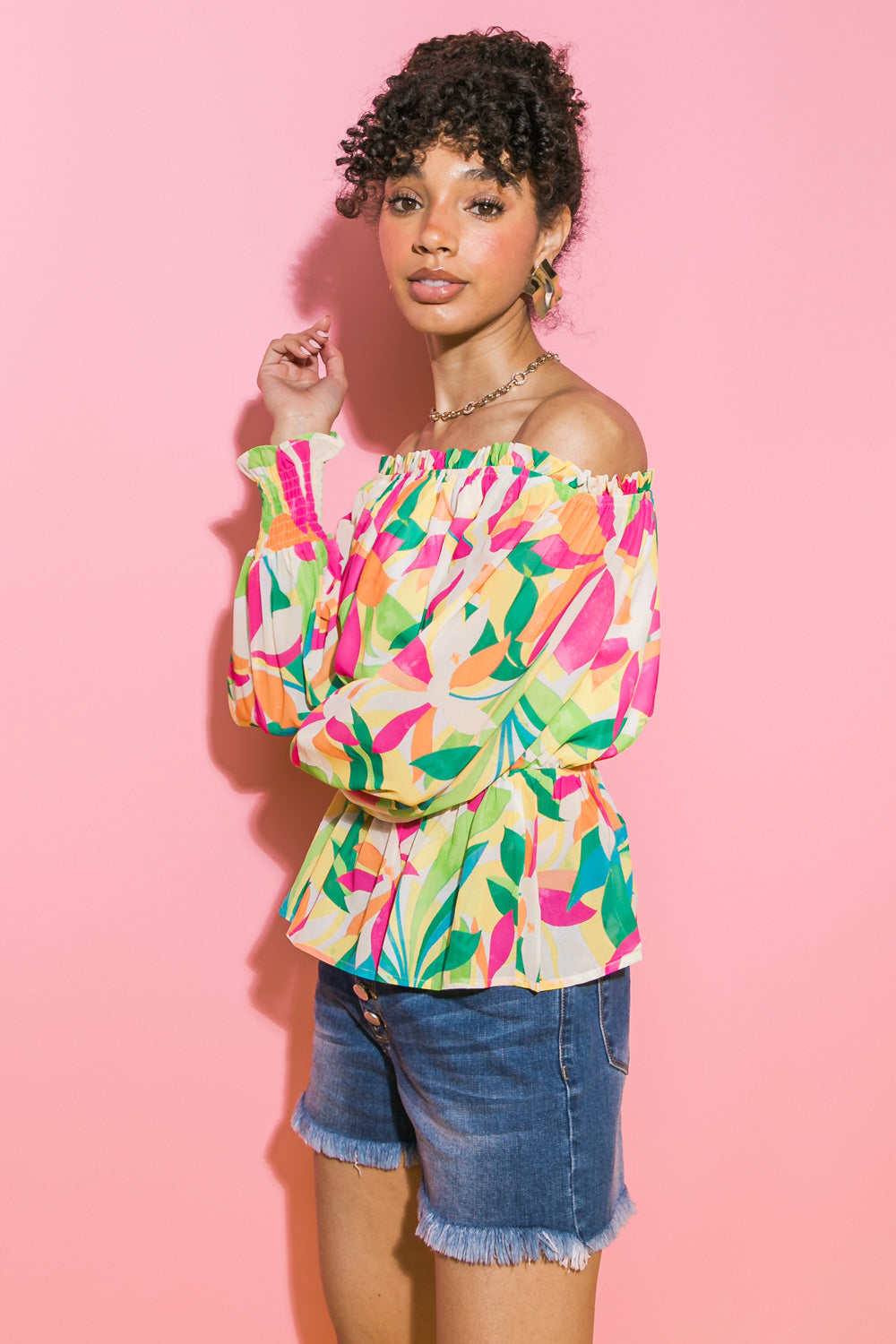 OFF SHOULDER FLORAL TOP