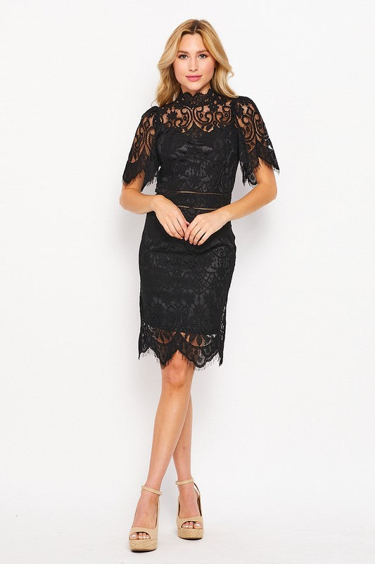 LACE DRESS WITH ZIPPER CLOUSURE