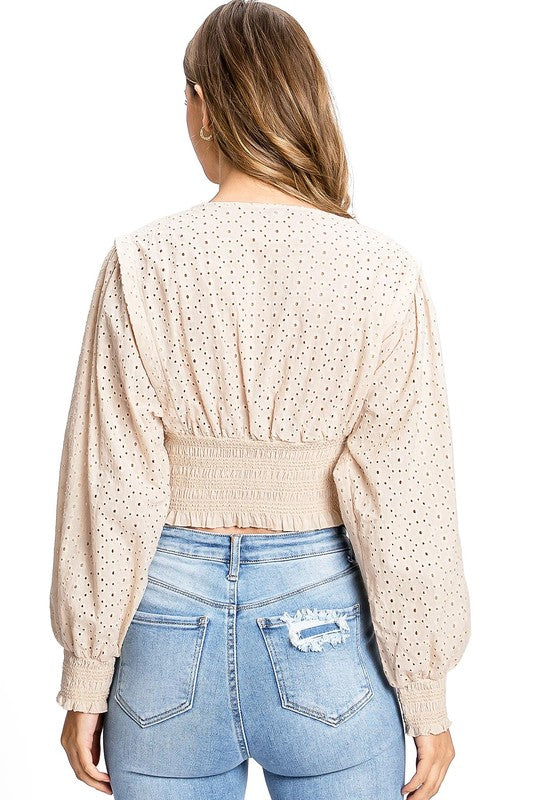 CROPPED EYELET TOP