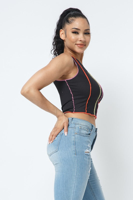 ONE SHOULDER RIB BASIC TOP