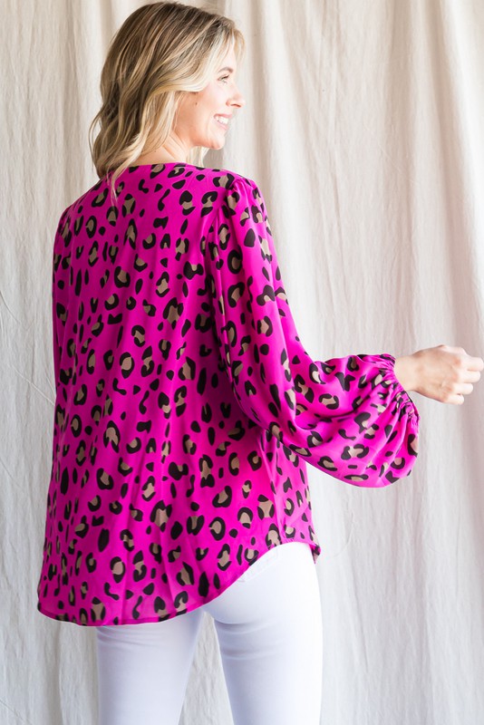 LEOPARD PRINT BUBBLES SLEEVES TOP