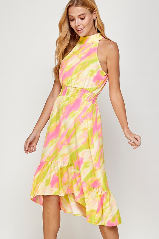 HALTER HI-LOW MIDI DRESS