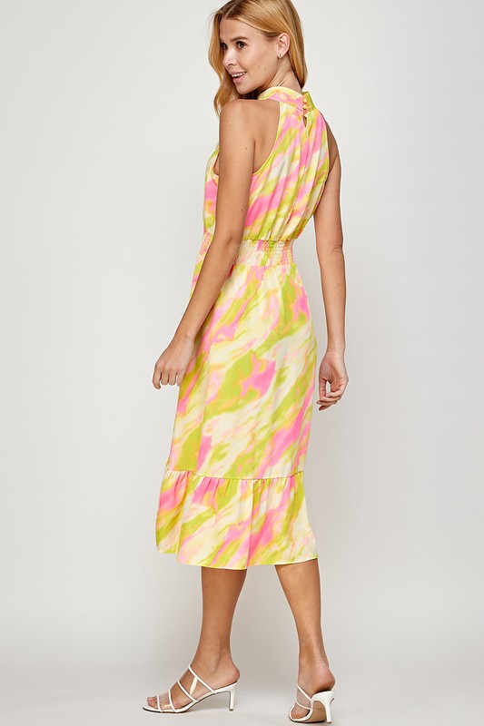 HALTER HI-LOW MIDI DRESS