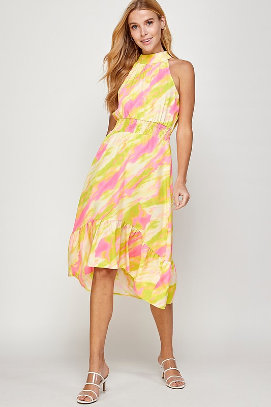 HALTER HI-LOW MIDI DRESS