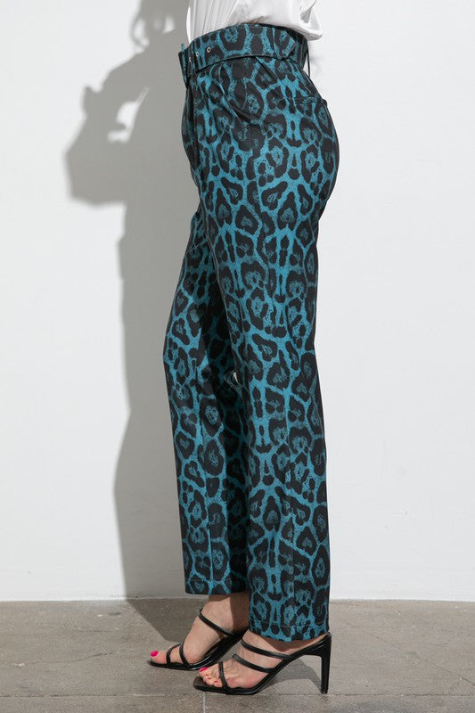 HIGH WAIST LEOPARD PRINT TROUSERS