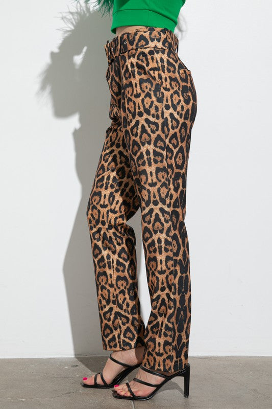 HIGH WAIST LEOPARD PRINT TROUSERS