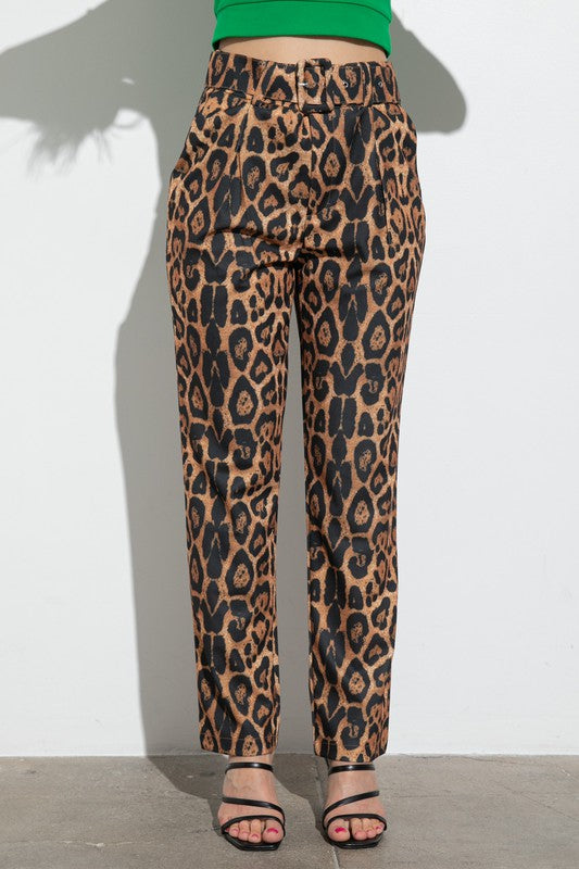 HIGH WAIST LEOPARD PRINT TROUSERS