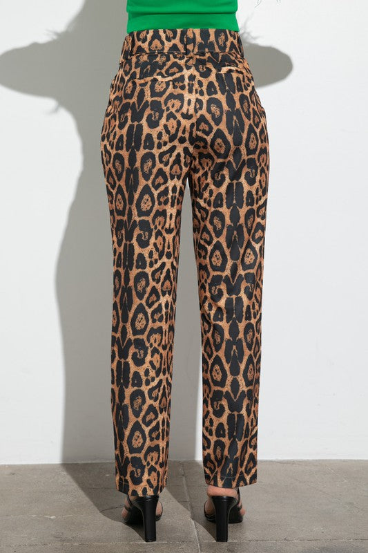 HIGH WAIST LEOPARD PRINT TROUSERS