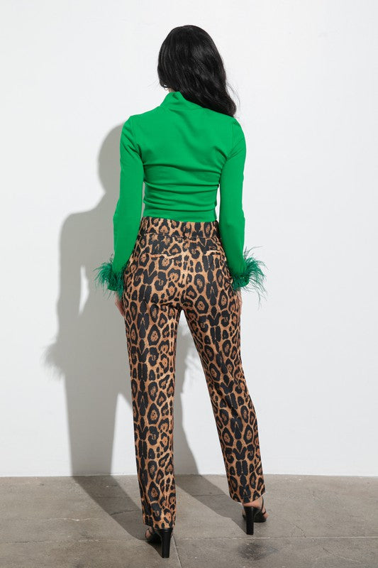 HIGH WAIST LEOPARD PRINT TROUSERS