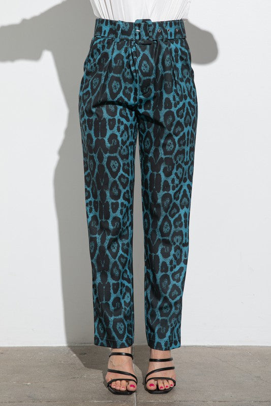 HIGH WAIST LEOPARD PRINT TROUSERS