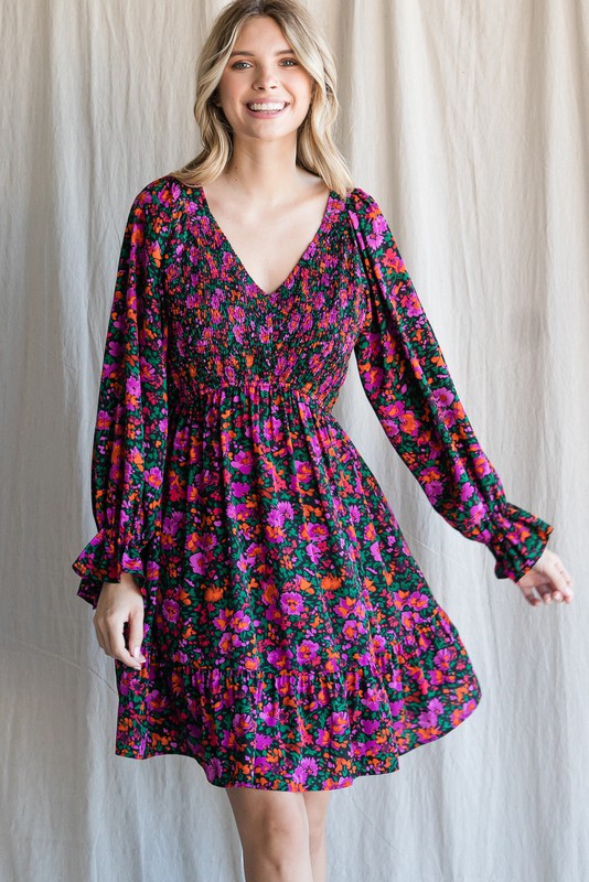 FLORAL SMOCKED DRESS