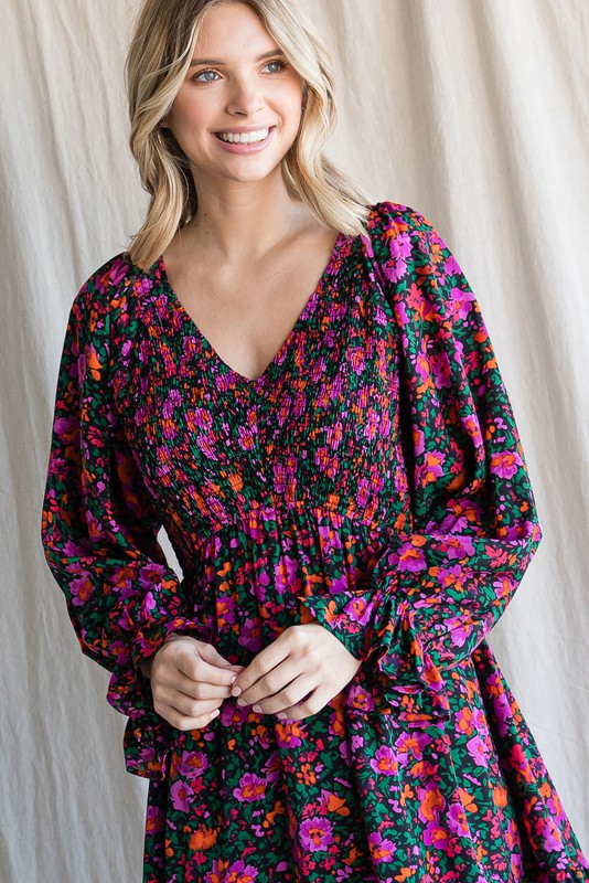 FLORAL SMOCKED DRESS