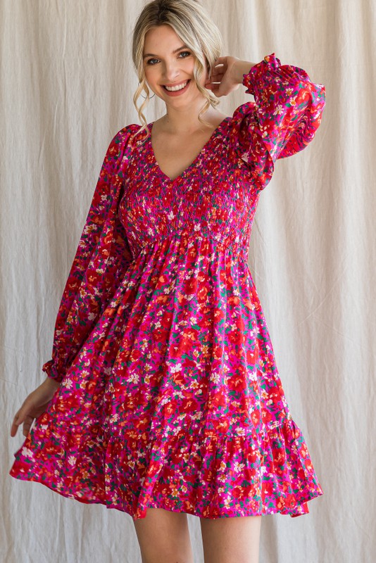 FLORAL SMOCKED DRESS