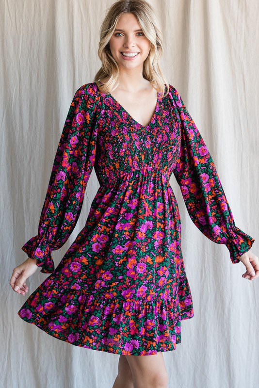 FLORAL SMOCKED DRESS