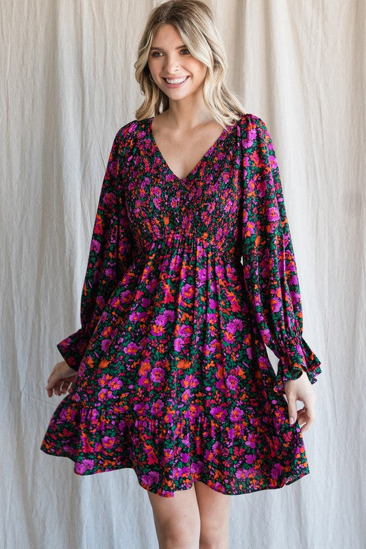 FLORAL SMOCKED DRESS