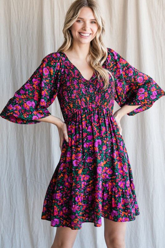 FLORAL SMOCKED DRESS