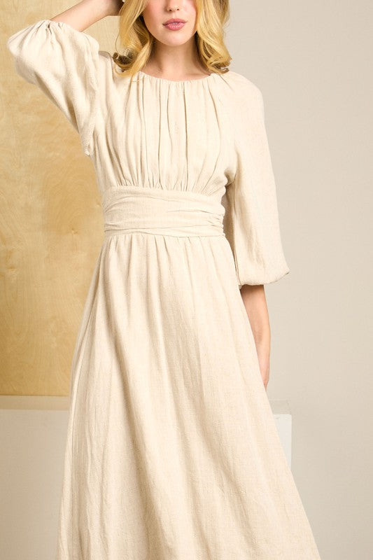 LINEN MIDI DRESS