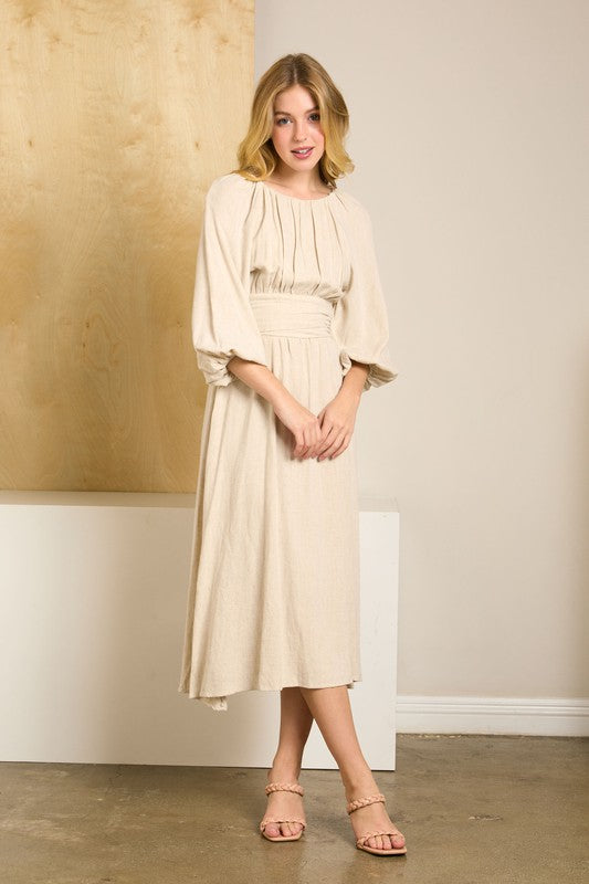 LINEN MIDI DRESS