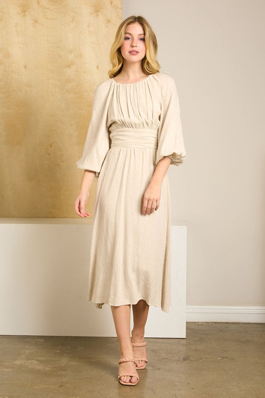 LINEN MIDI DRESS