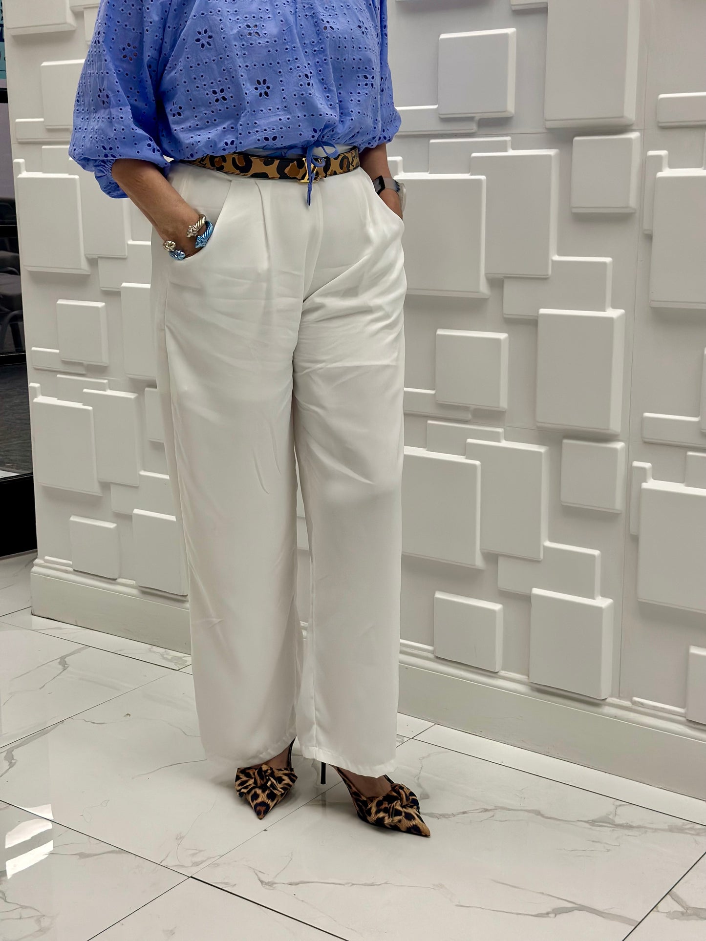 HIGH WAIST WHITE WIDE LEG PANT