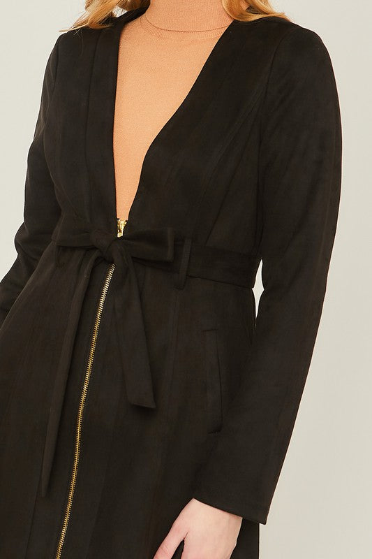 SUEDE WAIST TIE JACKET