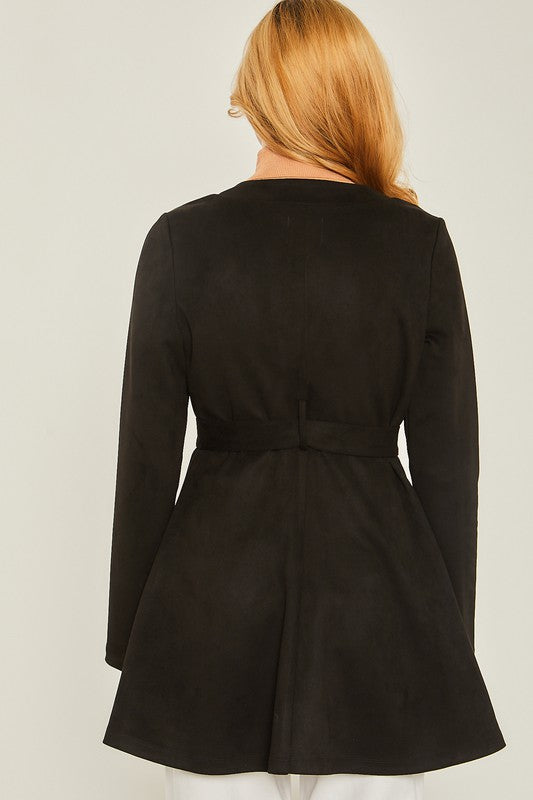 SUEDE WAIST TIE JACKET