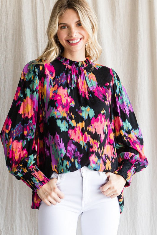 FLORAL SMOCKED TOP