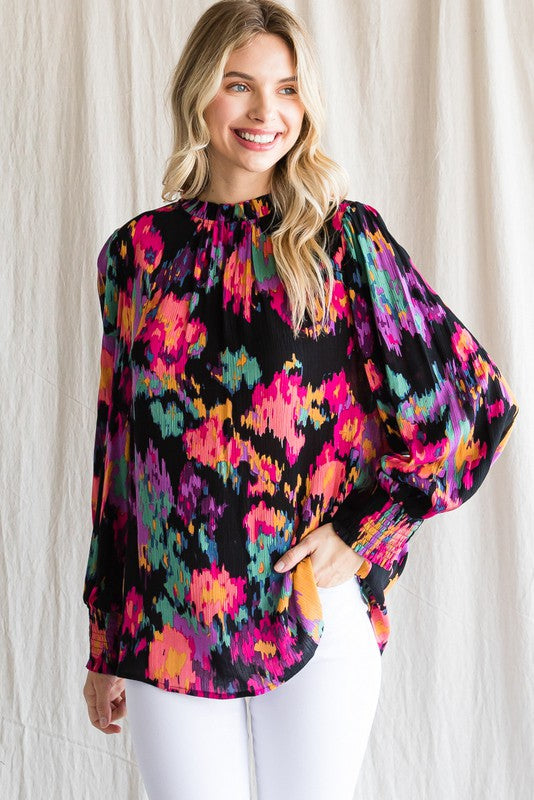 FLORAL SMOCKED TOP