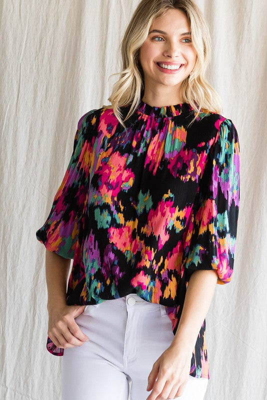 FLORAL SMOCKED TOP