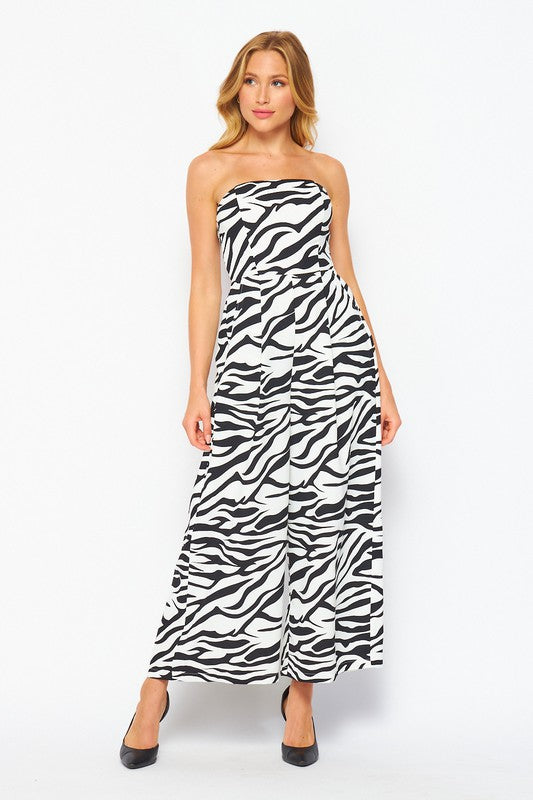 ZEBRA PRINT TUBE JUMPSUIT