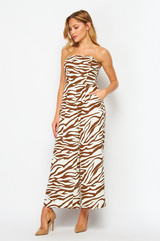 ZEBRA PRINT TUBE JUMPSUIT