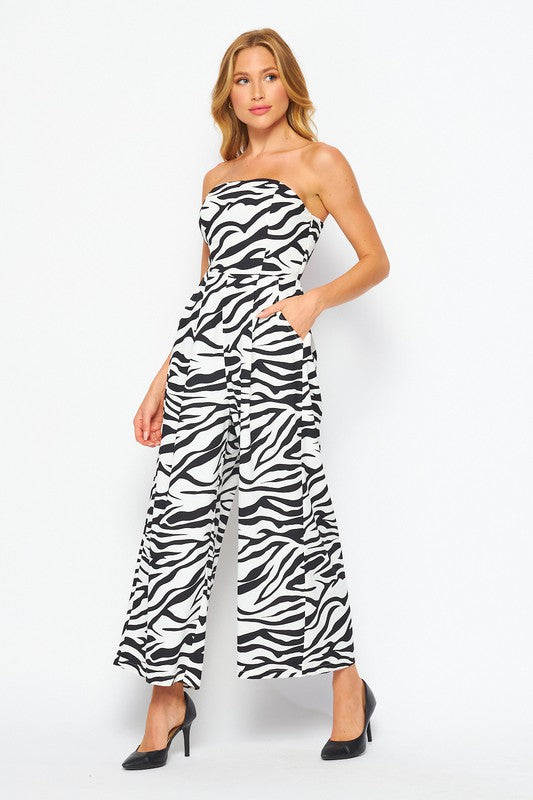 ZEBRA PRINT TUBE JUMPSUIT