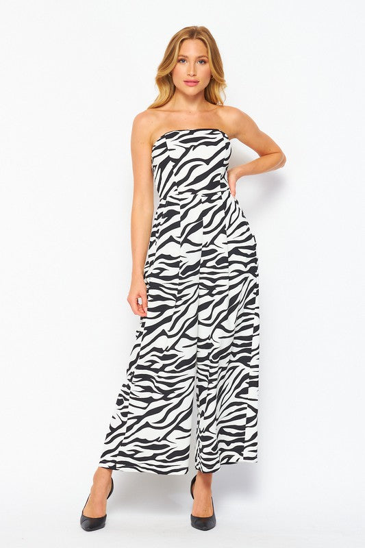 ZEBRA PRINT TUBE JUMPSUIT