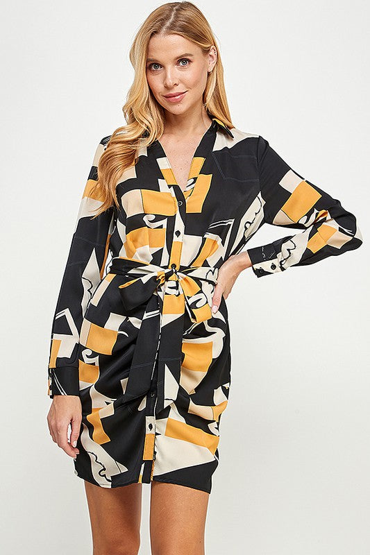 PRINTED LONG SHIRT DRESS