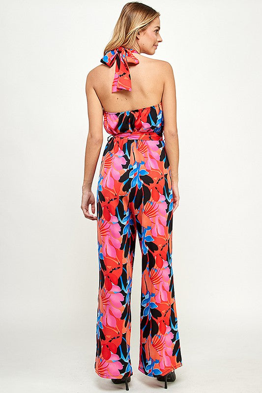 PRINTED HALTER JUMPSUIT