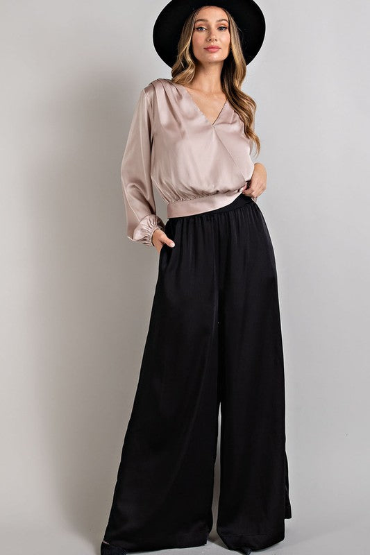 SATIN WIDE LEG  PANTS