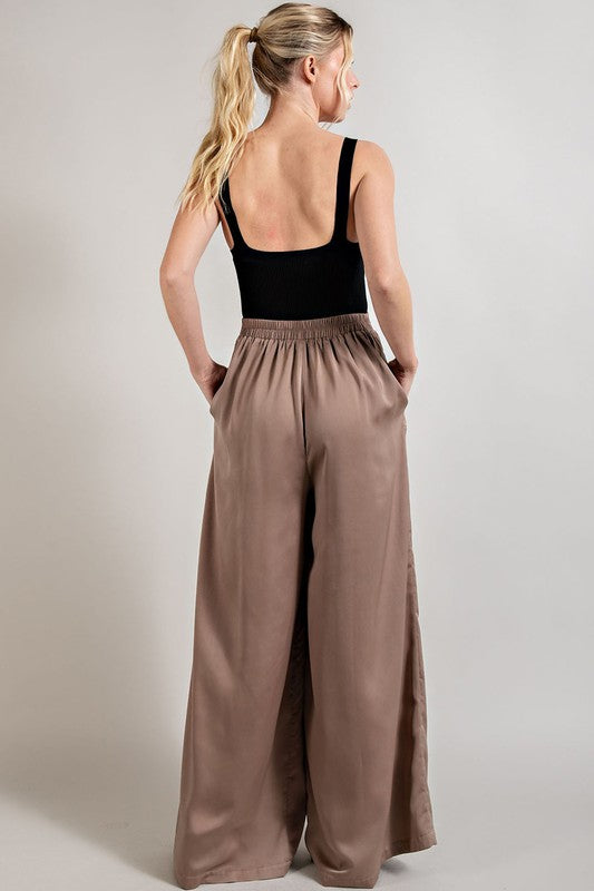 SATIN WIDE LEG  PANTS