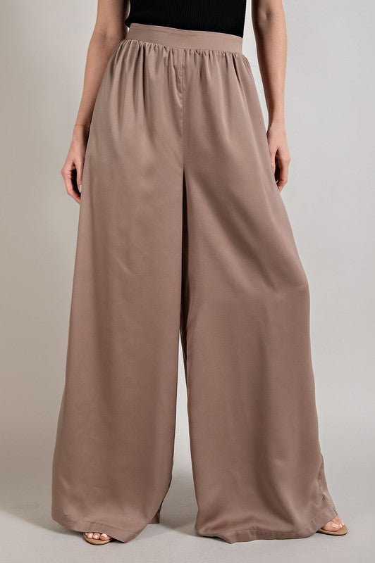 SATIN WIDE LEG  PANTS