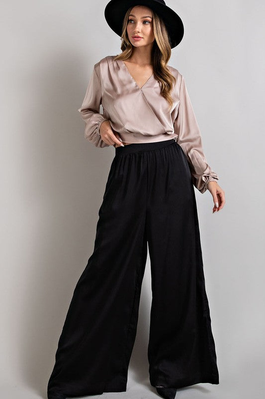 SATIN WIDE LEG  PANTS