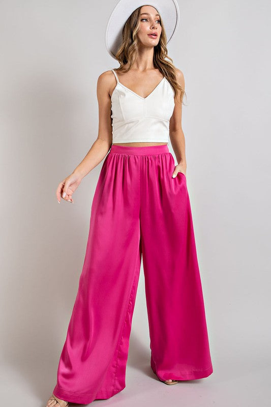 SATIN WIDE LEG  PANTS