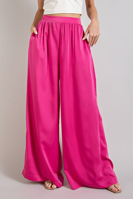 SATIN WIDE LEG  PANTS