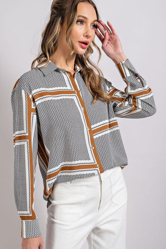 BUTTON FRONT STRIPE SHIRT