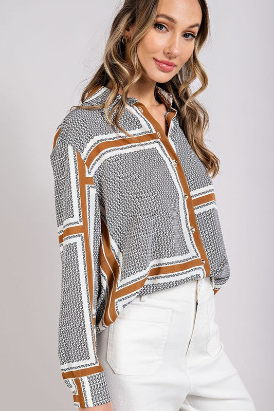 BUTTON FRONT STRIPE SHIRT