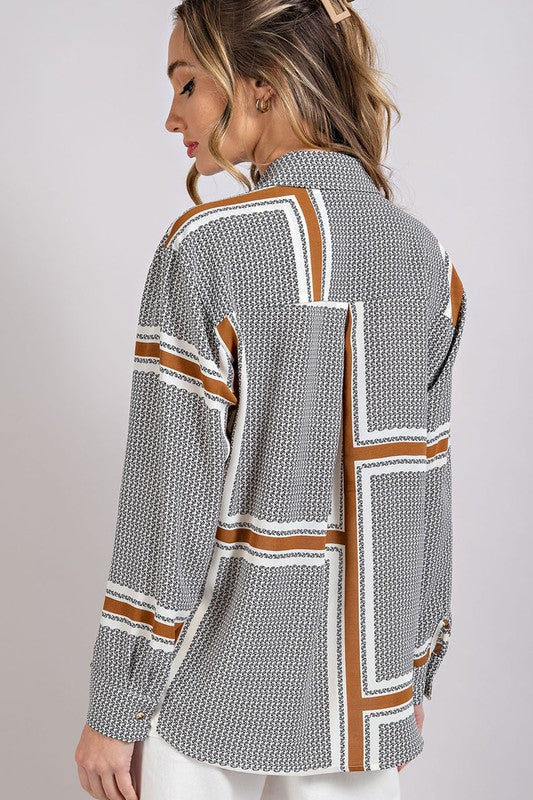 BUTTON FRONT STRIPE SHIRT