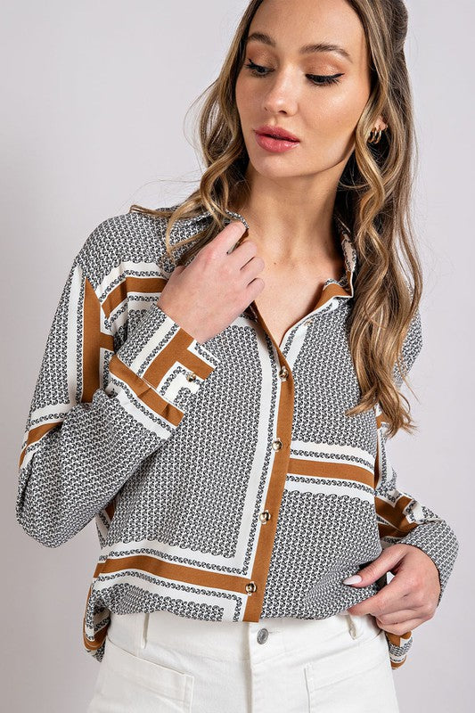 BUTTON FRONT STRIPE SHIRT